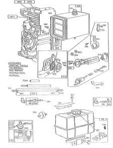 Fuel Tanks, Oil Gard, Hoses Diagram and Parts List for 195431-2234-XX  Briggs and Stratton Engine